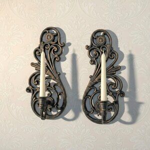 Vintage Dart Wall Sconces French Country Hollywood Regency Candelabras MCM Pair